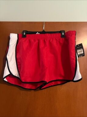 Athletic Works Red Athletic Shorts with White Panels and Black Trim